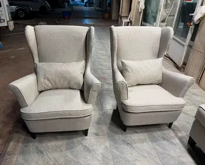 Elegant Grey Upholstered Armchairs