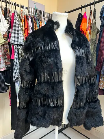 Vintage ICasita Leather  Faux Fur Coat