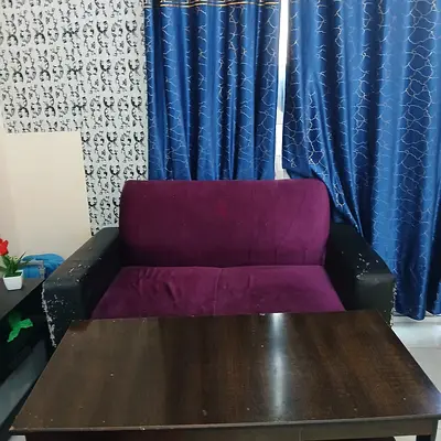 Cozy Purple Sofa Set with Stylish Coffee Table