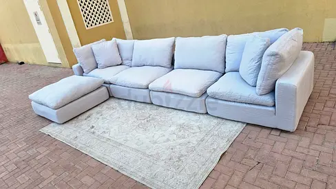 Cloud feather filled The Loom Collection Sofa with footstool