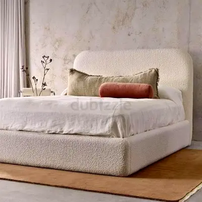 New Customise Cozy Boucle Queen Bed Frame with Plush Texture - Hydraulic storage can be installed
