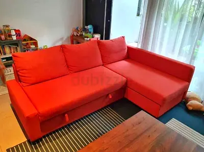 Stylish Red L-shaped Sofa bed with Storage