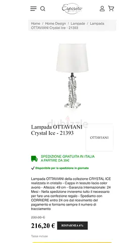 Elegant OTTAVIANI Crystal Ice Table Lamp