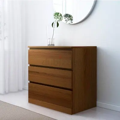 Elegant Wooden Dresser with Three Drawers