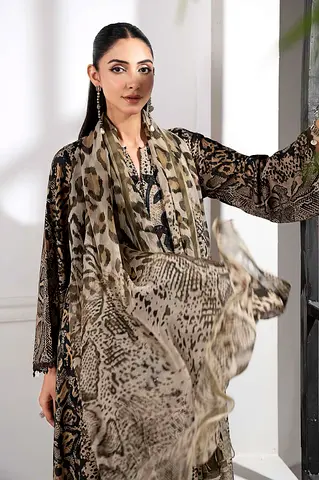 Elegant Printed Kaftan with Matching Scarf