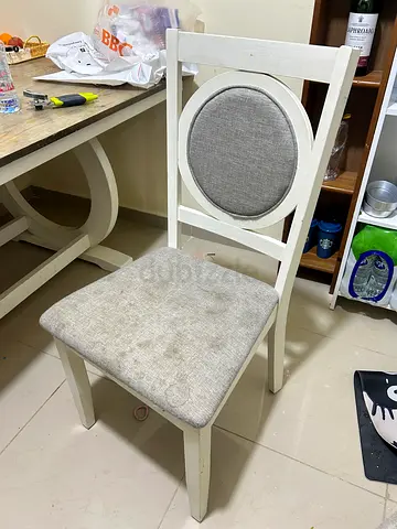 Chic Dining Chair with Gray Upholstery