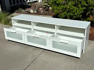 Modern White Entertainment Center with Storage Drawers