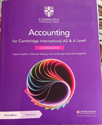 Accounting textbook for Cambridge international AS  A level 3rd edition, With digital access.