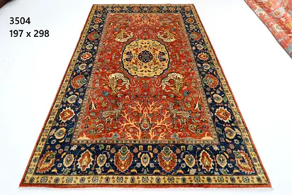 ! 2x3 afghan lion hunting  handmade carpet rug