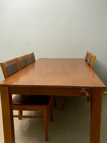 Sturdy Wooden Dining Table with Chairs