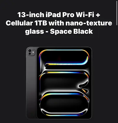 iPad Pro 13-inch (M5) 1TB Nano Texture Wi-Fi + Cellular - Space Black