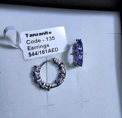 Tanzanite small hoop earring in 925 silver