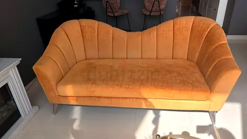 Chic Velvet Yellow Sofa for Sale