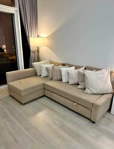Comfortable Beige Sectional Sofa bed with Storage