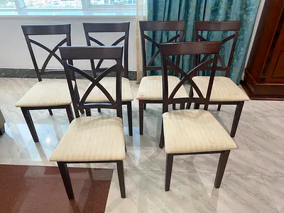 Solid Wood Dining 6 Chairs + Heavy Table Top - Made in Vietnam