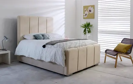 Stylish Beige Bed with Cozy Linens