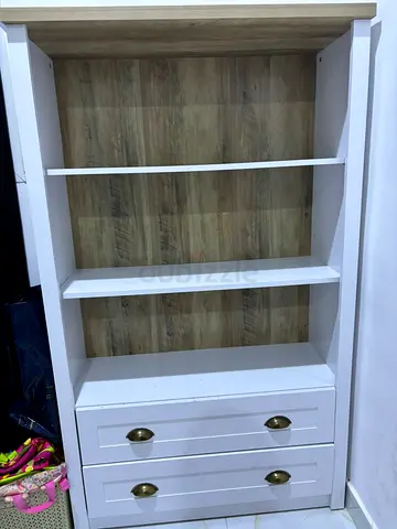 Elegant White Bookcase with Drawers