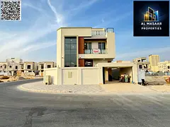 Corner villa in Al Yasmin, two floors and a roof, 6 rooms, at an excellent price. Freehold ownership
