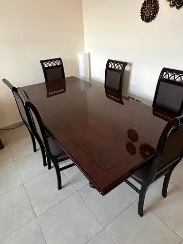 Original wood Dining Table with 6 chairs