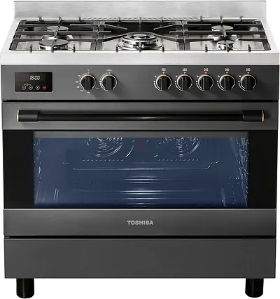 Brand New Toshiba 5 Burner Oven Dual Fan Full Gas Cooker Range Size 90cm