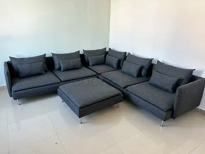 IKEA Söderhamn 6-seater sofa with ottoman dark gray