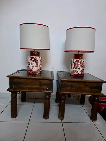 Charming Wooden Side Tables with free Decorative Lamps