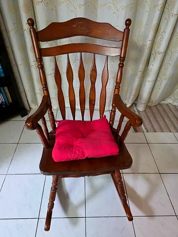 Vintage Wooden Rocking Chair with Cushioned Seat