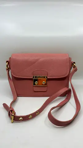 Miu Miu-Pink Madras Leather Pushlock Flap Shoulder Bag
