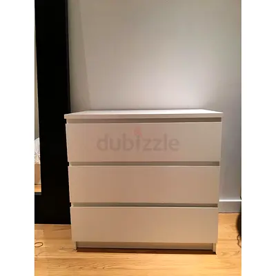 Stylish White 3-Drawer Dresser for Sale