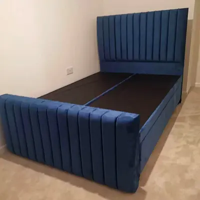 New Stylish Blue Velvet Bed Frame