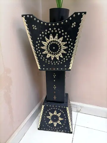 Unique Black Decorative Floor Planter with Studded Design