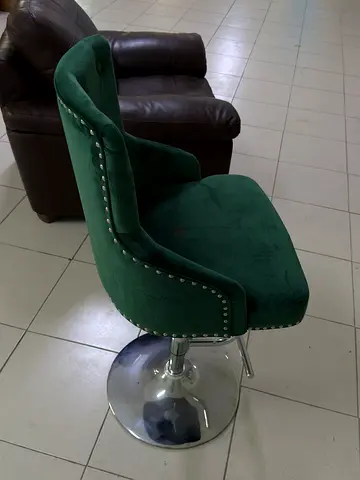 Stylish Green Bar Chair with Chrome Base