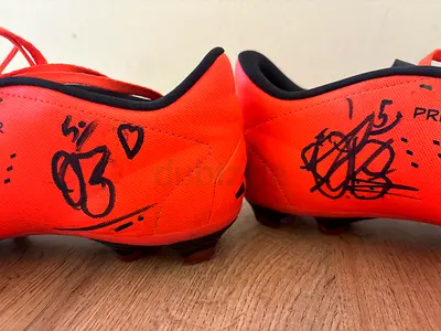 adidas predator football boots signed by jude bellingham - orange