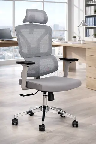 Ergonomic Mesh Office Chair - Premium Grey Office Chair with Strong Back Support