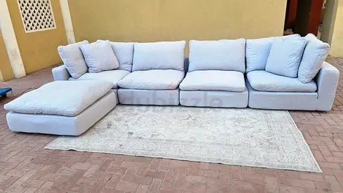 Cloud feather filled The Loom Collection Sofa with footstool