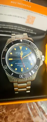 Stuhrling Original Stuhrling Depthmaster Heritage Diver Swiss Quartz Watch, 42mm, Teal Dial, Sta