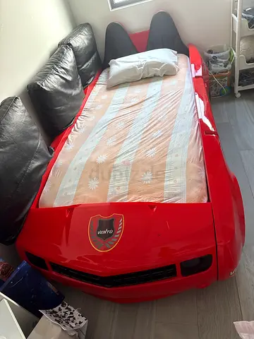 Cool lighting Red Race Car Bed for Kids from Home Center with Mattress