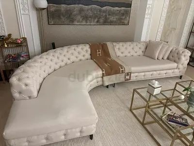 Elegant Curved Cream Sofa for Modern Living Room