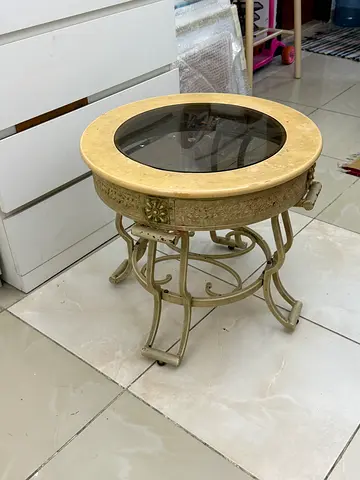 Elegant Vintage Glass Top Coffee Table