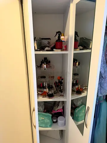 Stylish White Wardrobe with Mirror Doors