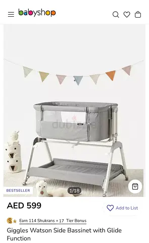 Giggles Watson Side Bassinet with Glide Function