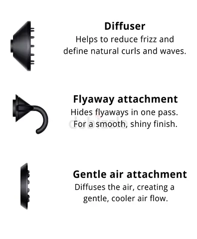 Hair Dryer Attachments Set - Diffuser, Flyaway  Gentle Air