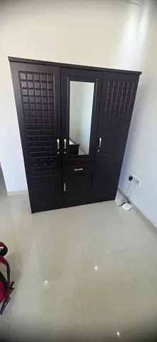 Stylish Black Wardrobe with Mirror