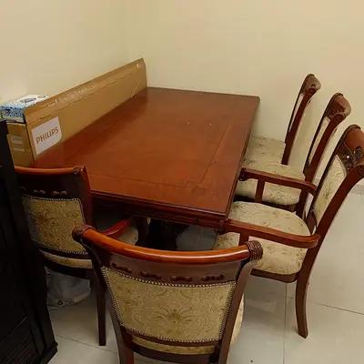 Elegant premium Wooden Dining Table Set with High-Back Chairs, supper quality wood sagwan