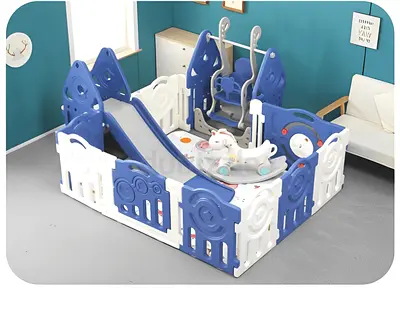 Colorful Indoor Playset with Slide Fence seasaw and Swing