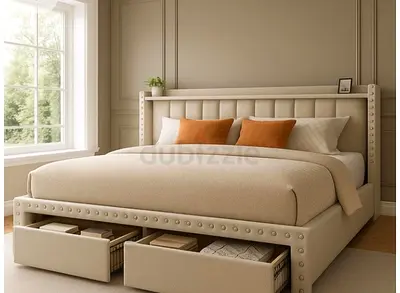 Elegant beautiful 180*200 king size Bed with drawers