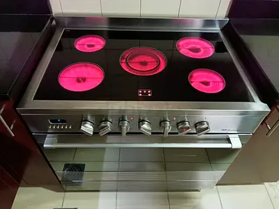 Bompani Italian electric ceramic cooking range 90/60 Stunning Glass Top Cooking Range with 5 Burners