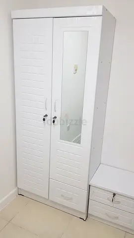 Stylish White Wardrobe with Mirror