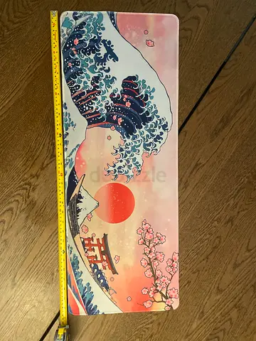 Stylish Large Gaming Mouse Pad with Japanese Wave Design 785 mm x 300 mm