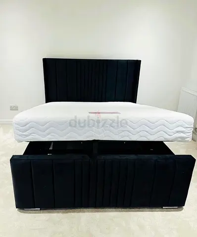 Stylish Black Velvet Bed with Storage